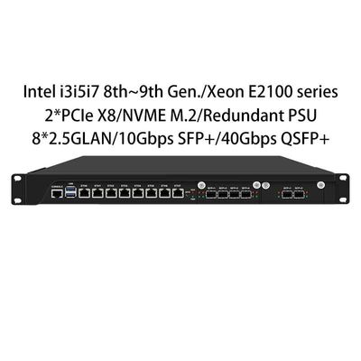 Buon prezzo Firewall Rackmount Zynshield 1U Intel Core i3i5i7 9a Xeon E3V5 2 slot PCIe X8 10G 40G QSFP+ in linea